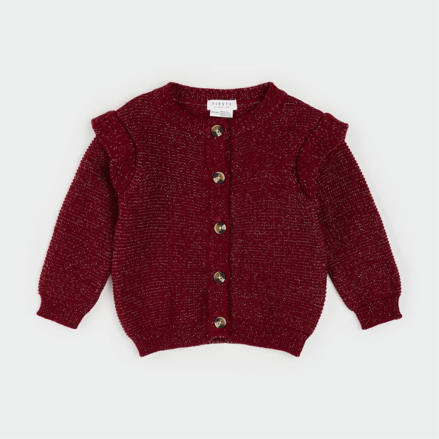 Poinsettia Red Sweater Knit Cardigan