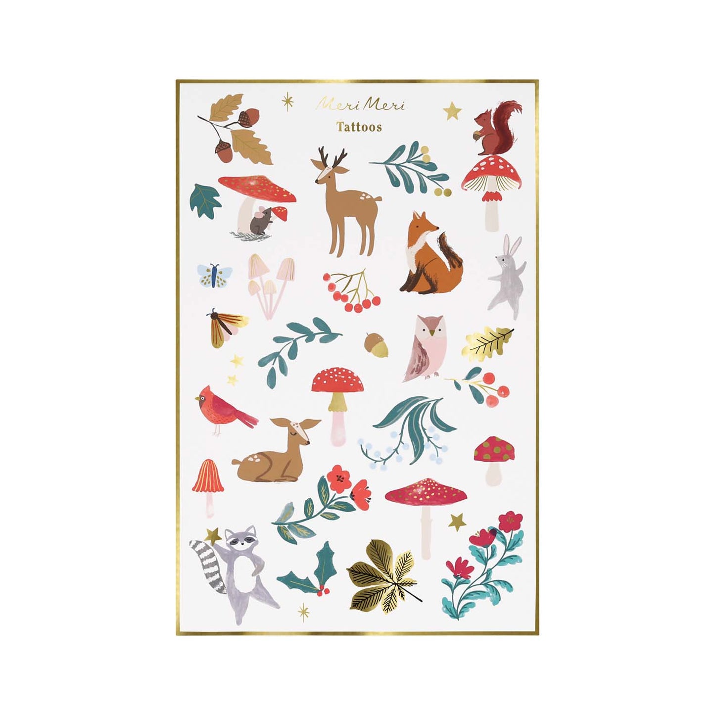 Festive Woodland Temporary Tattoo Sheets