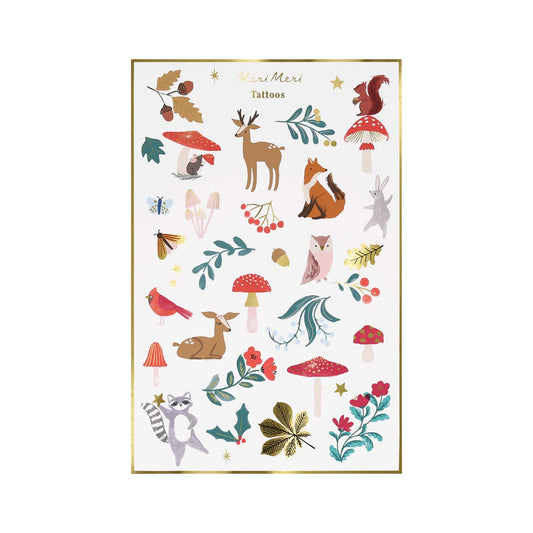 Festive Woodland Temporary Tattoo Sheets