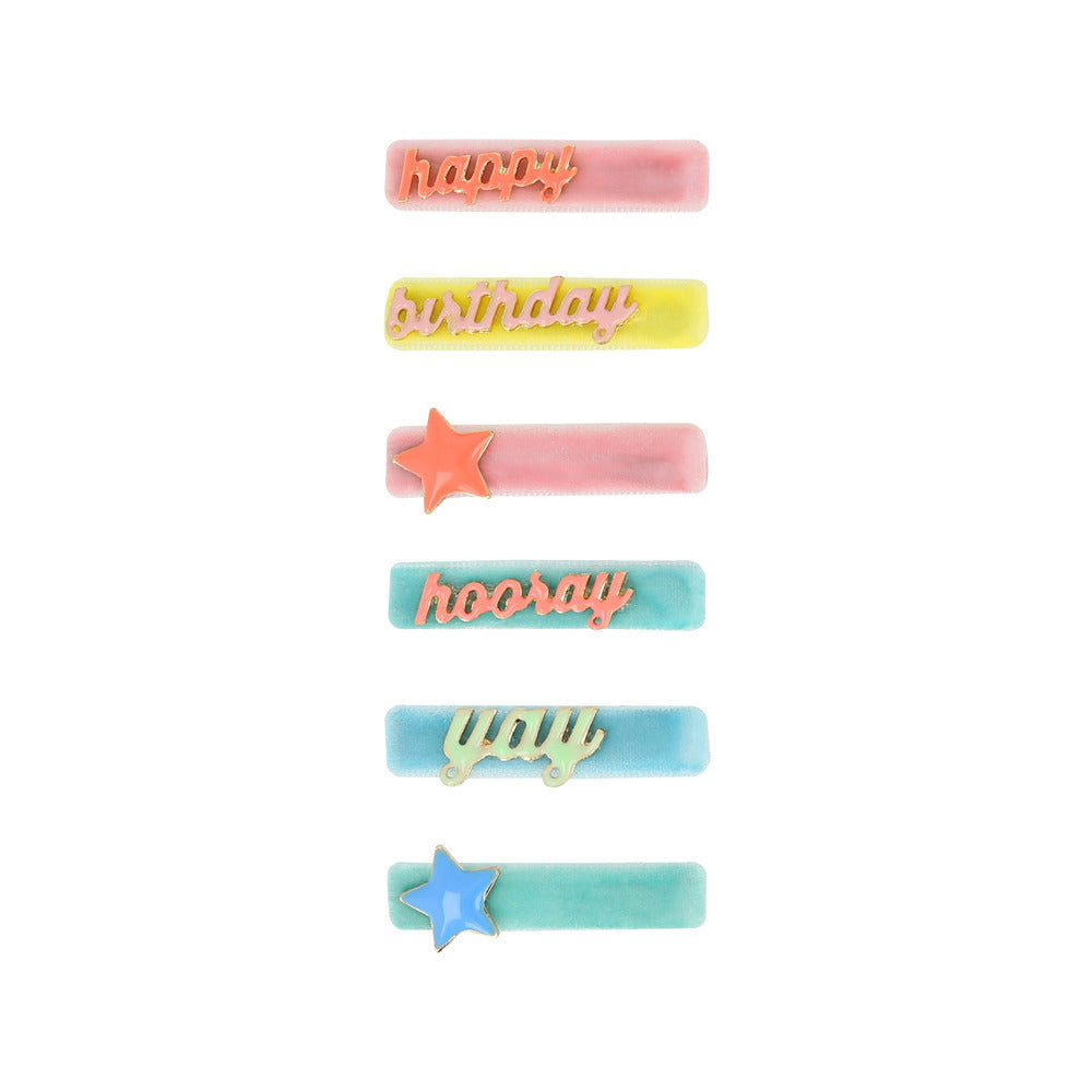 Happy Birthday Enamel Hair Clips