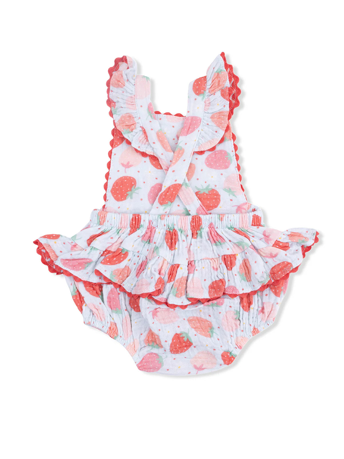 Ric Rac Ruffle Sunsuit - Strawberry Bliss
