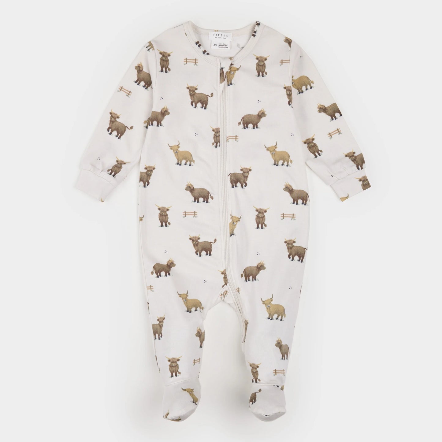 Highland Cow Print on Crème LunaKnit Sleeper
