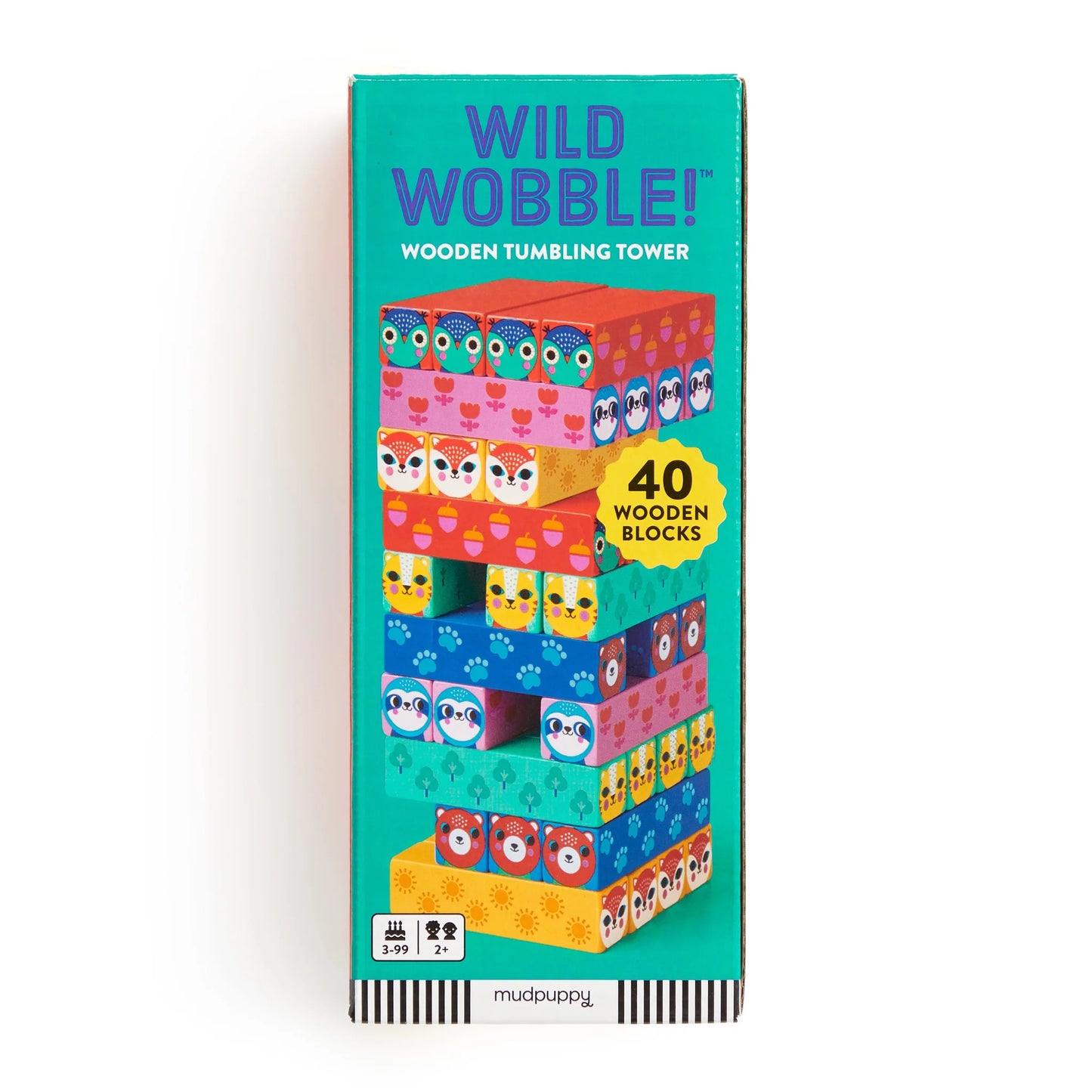Wild Wobble! Wooden Tumbling Tower - Mudpuppy