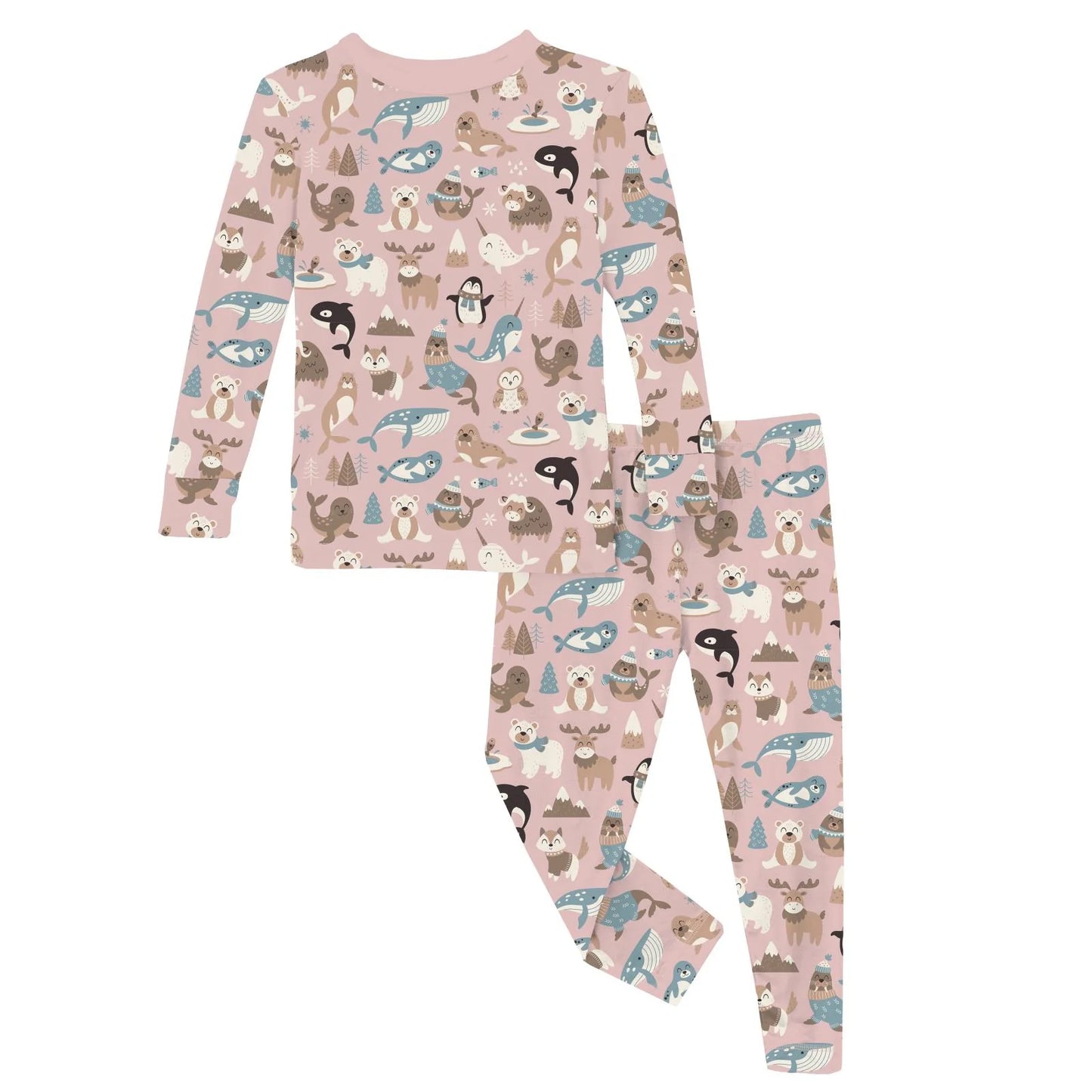 Print Long Sleeve Pajama Set - Baby Rose Arctic Animals
