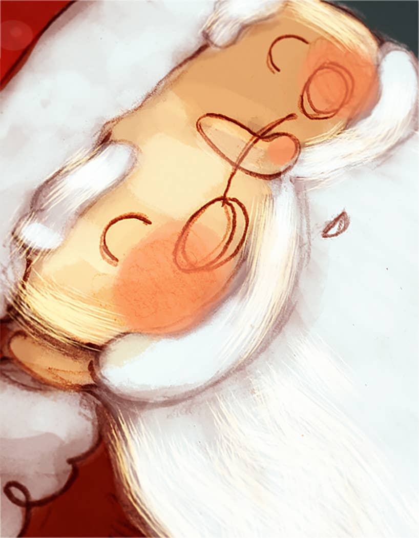 GREEDY SANTA CLAUS Christmas Card