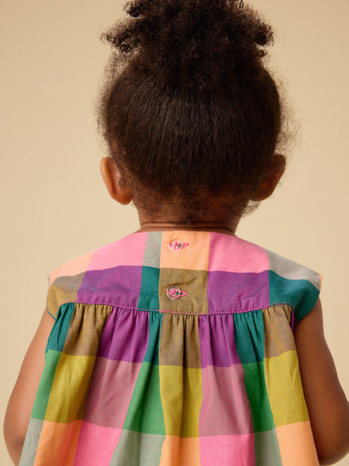 Printed Empire Baby Dress Set - Barcelona Plaid