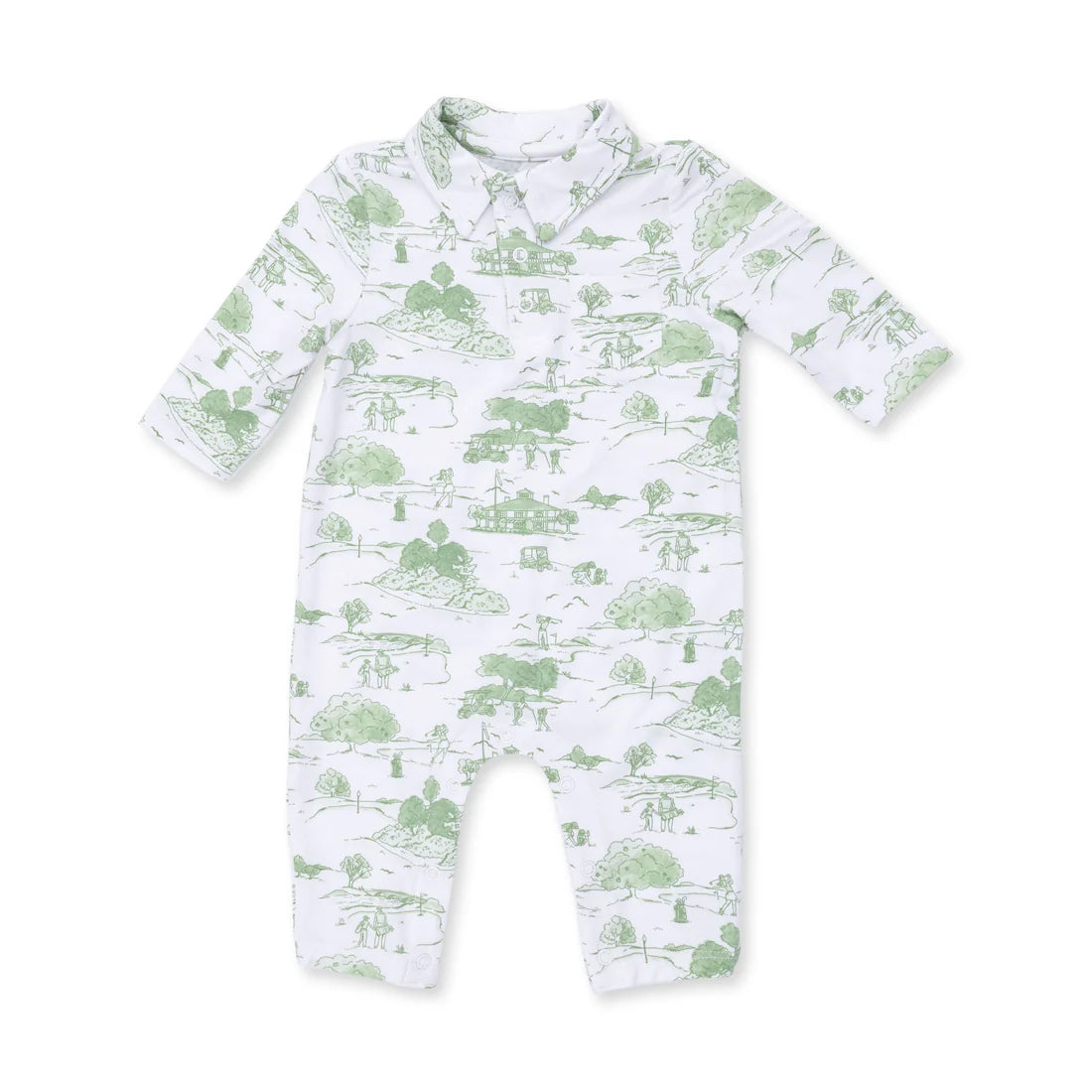 Polo Romper - Golf Toile Green