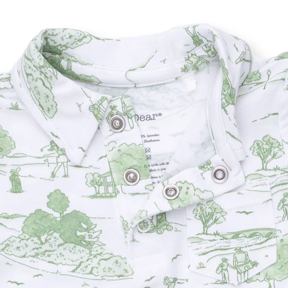 Polo Romper - Golf Toile Green