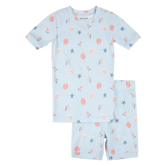Seashell Pj Set-Top and Short Knit - Blue