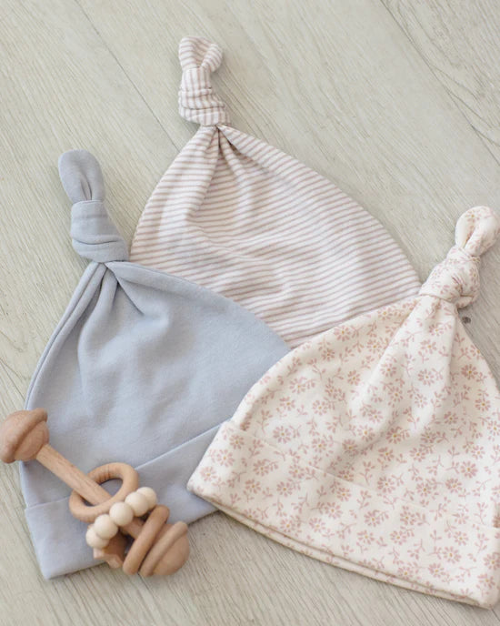 Knotted Baby Hat - Oat Micro Stripe