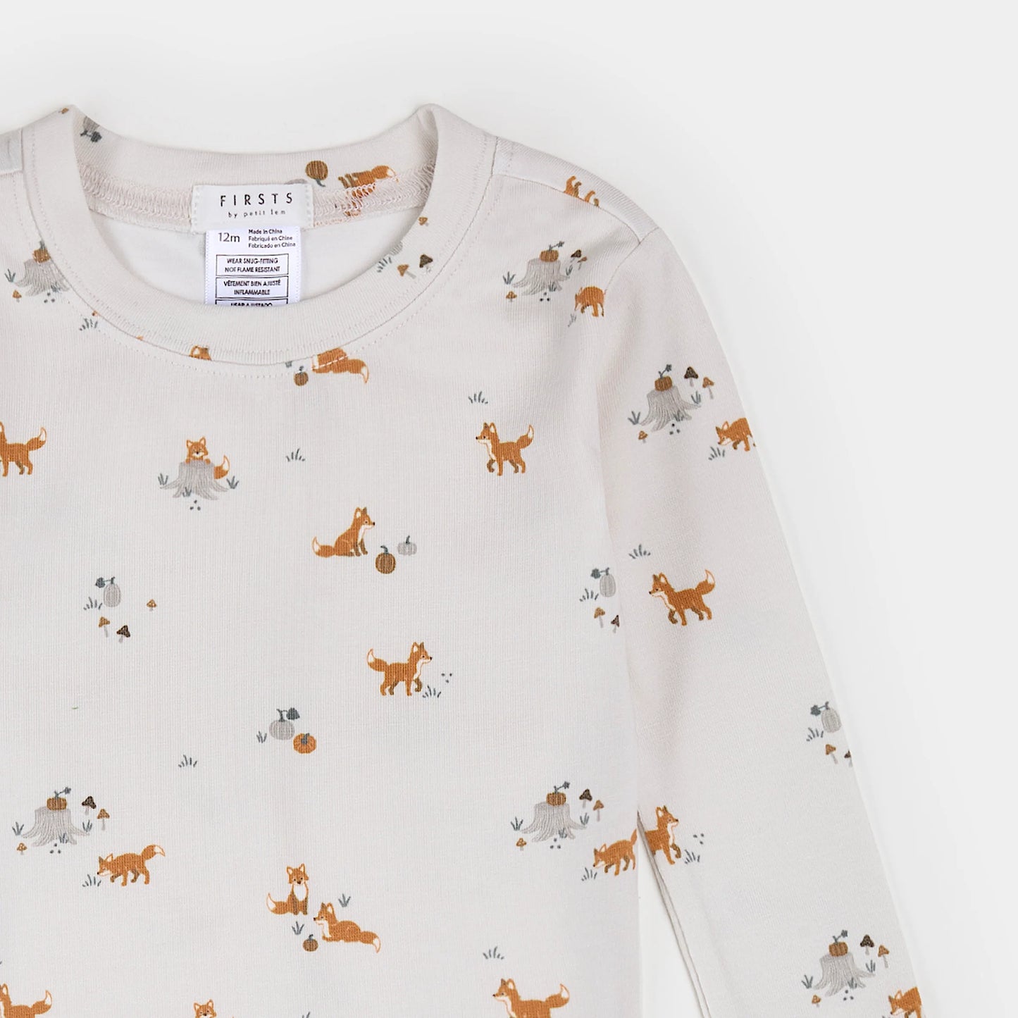 Fox Kit Print on Off-White Infant LunaKnit PJ Set