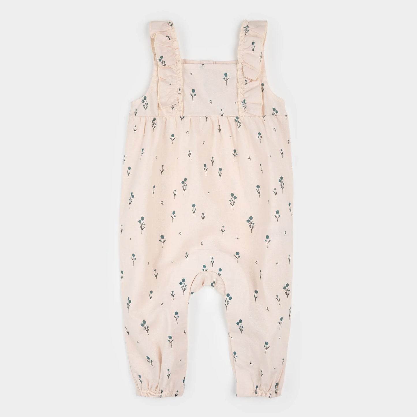 Blue Tulips Print on Light Pink Cross Hatch Playsuit - Petit Lem