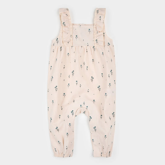 Blue Tulips Print on Light Pink Cross Hatch Playsuit - Petit Lem