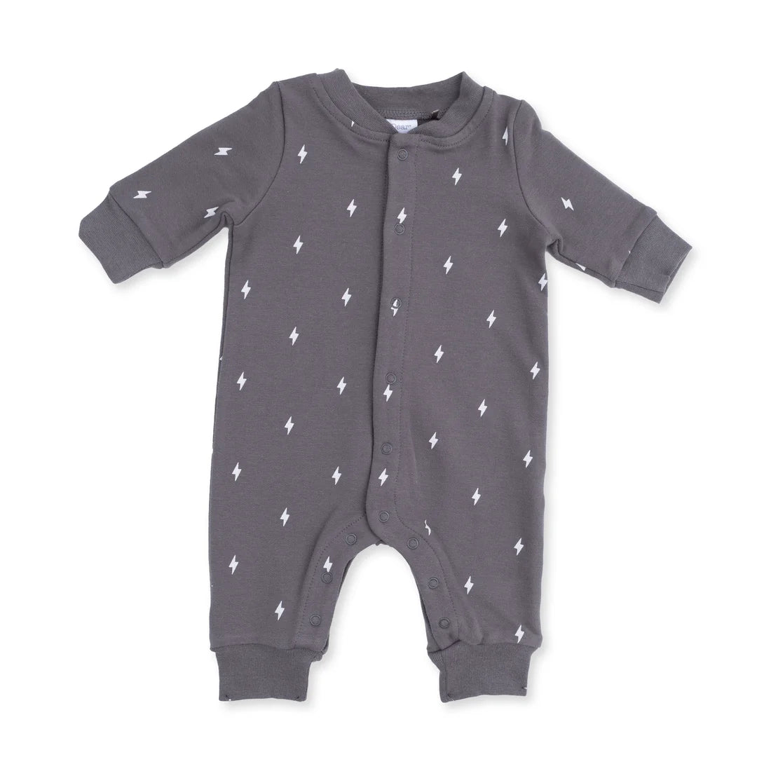 Baseball Collar Button Up Romper - Lightning Bolt