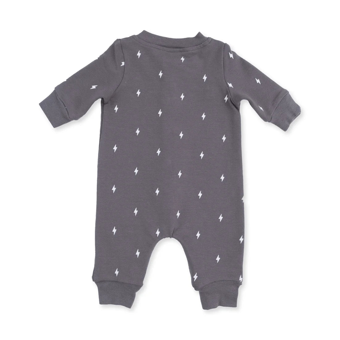 Baseball Collar Button Up Romper - Lightning Bolt