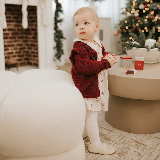 Poinsettia Red Sweater Knit Cardigan