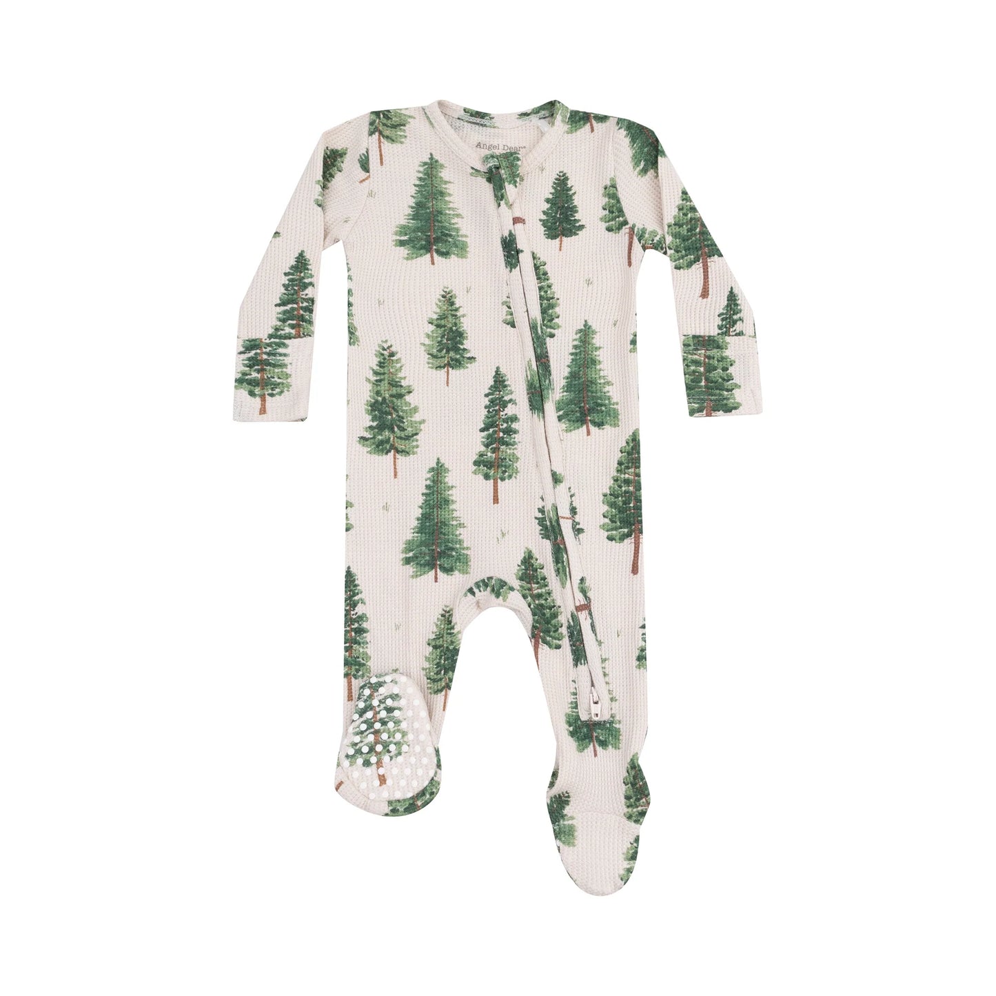 Waffle Knit 2 Way Zipper Footie - Forest Trees