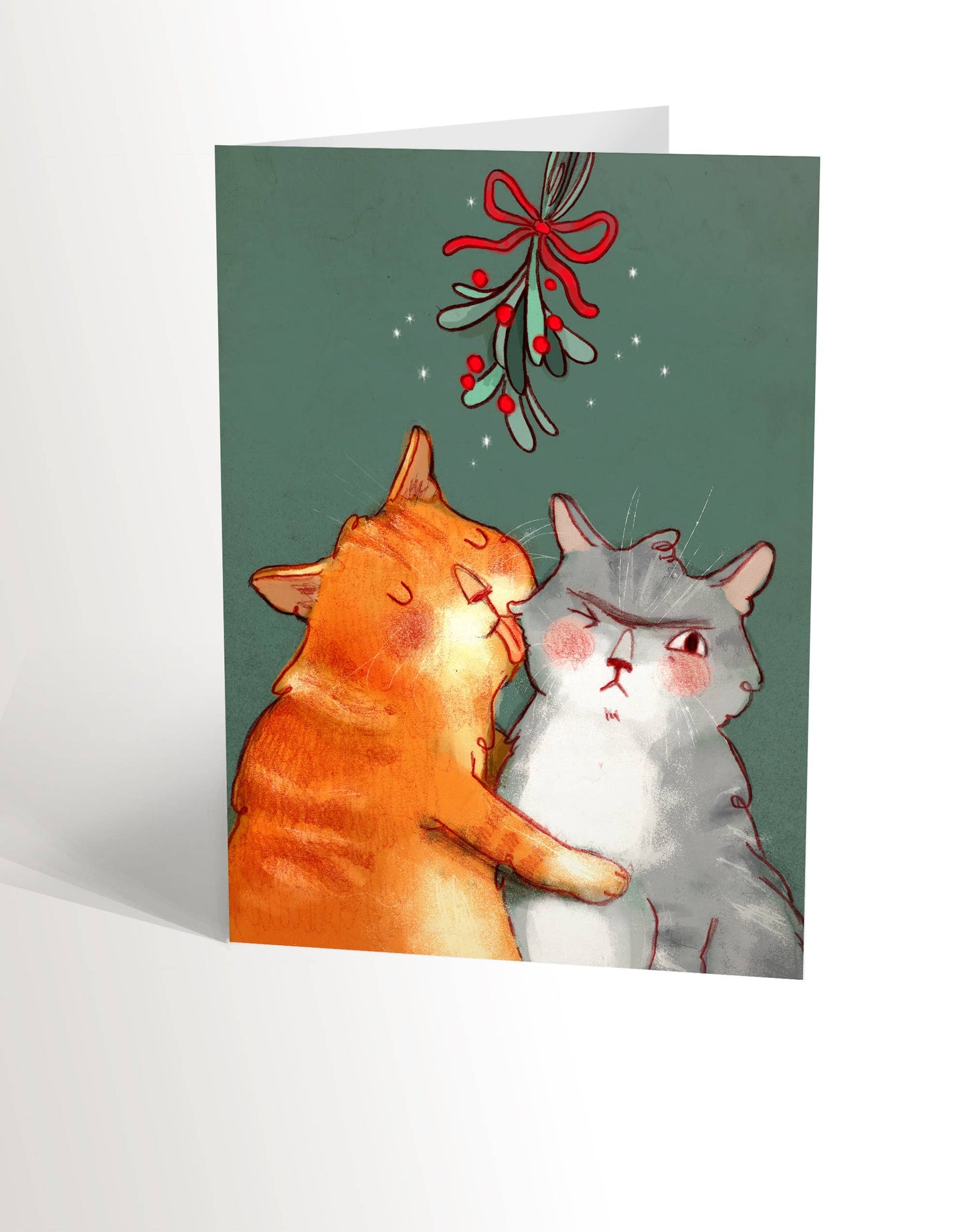 UNDER THE MISTLETOE Christmas Card