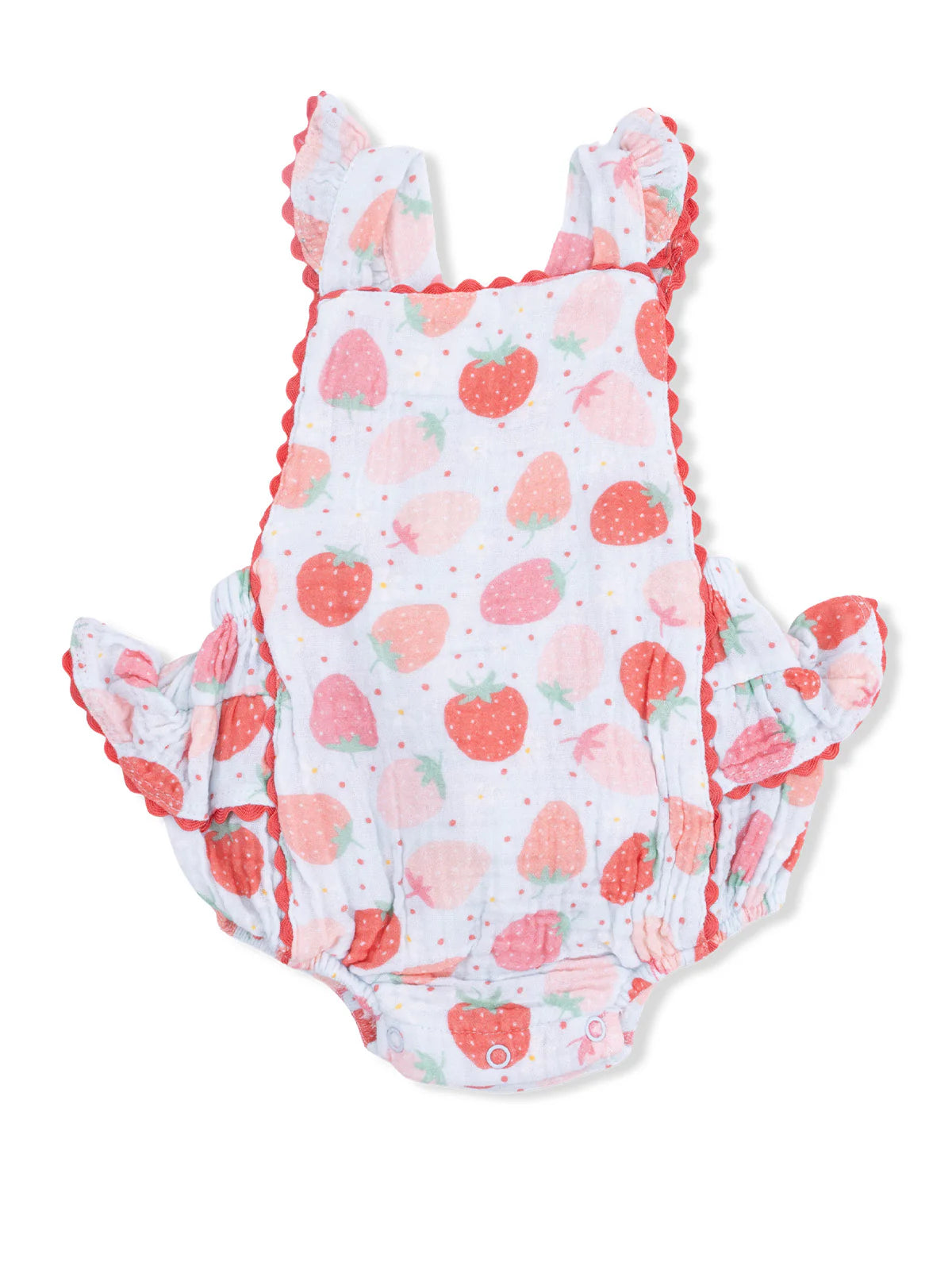 Ric Rac Ruffle Sunsuit - Strawberry Bliss