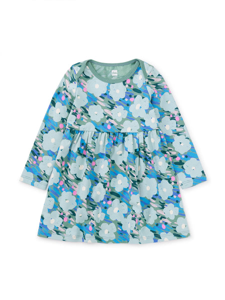 Long Sleeve Skirted Baby Dress - Monet's Garden