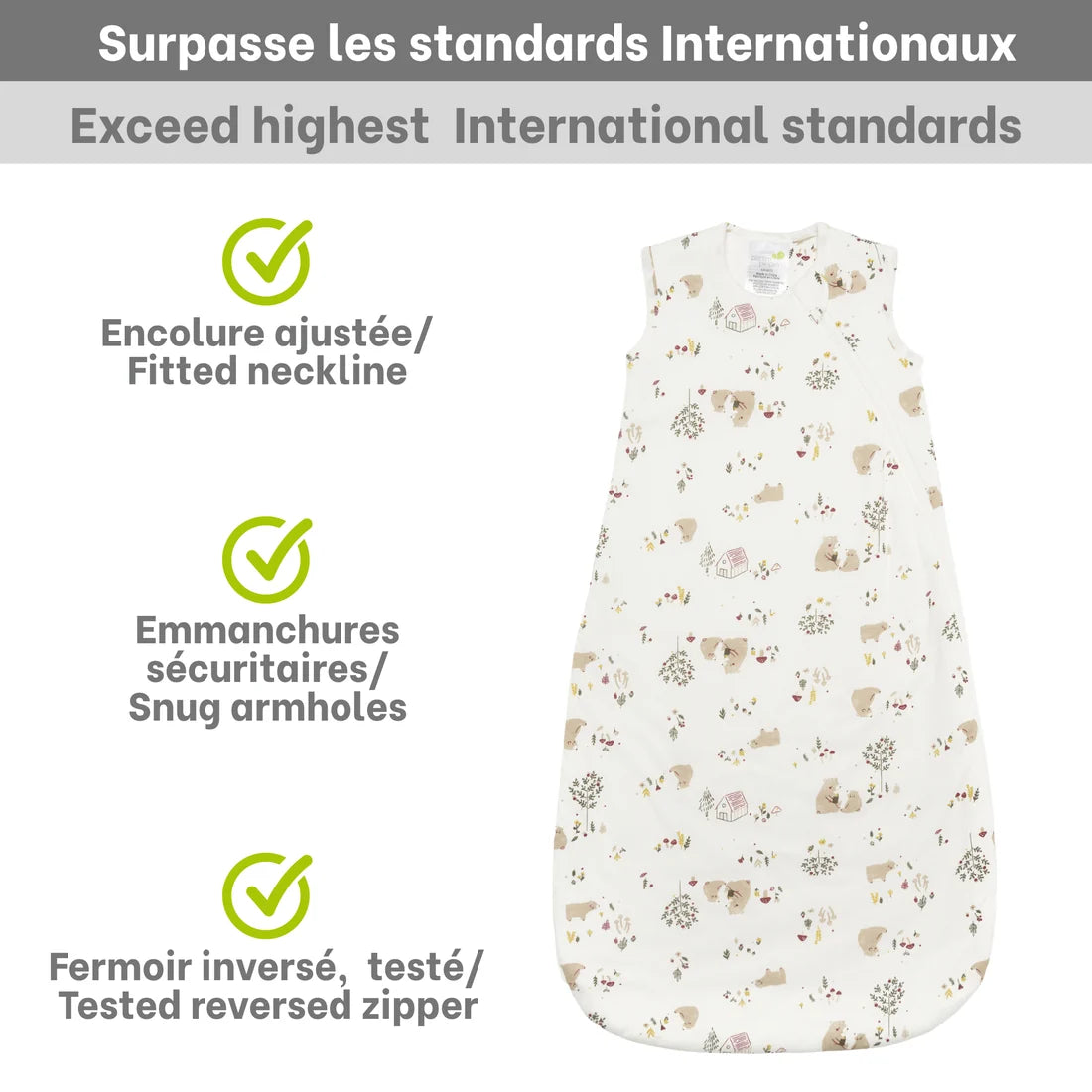Quilted bamboo sleep sack - Bears