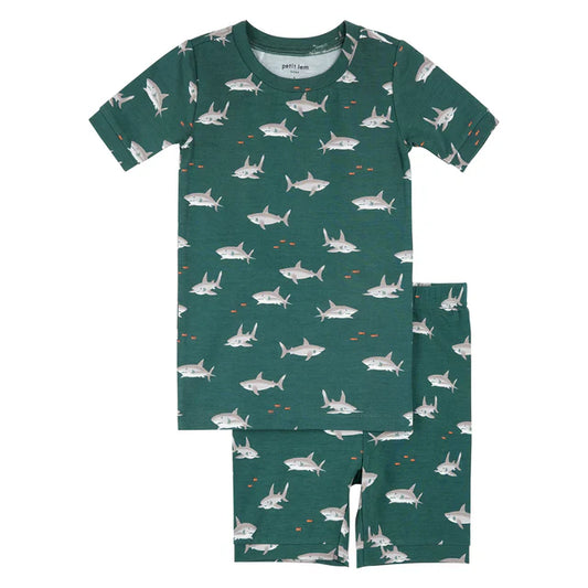 Sharks Pj Set-Top And Short Knit - Teal