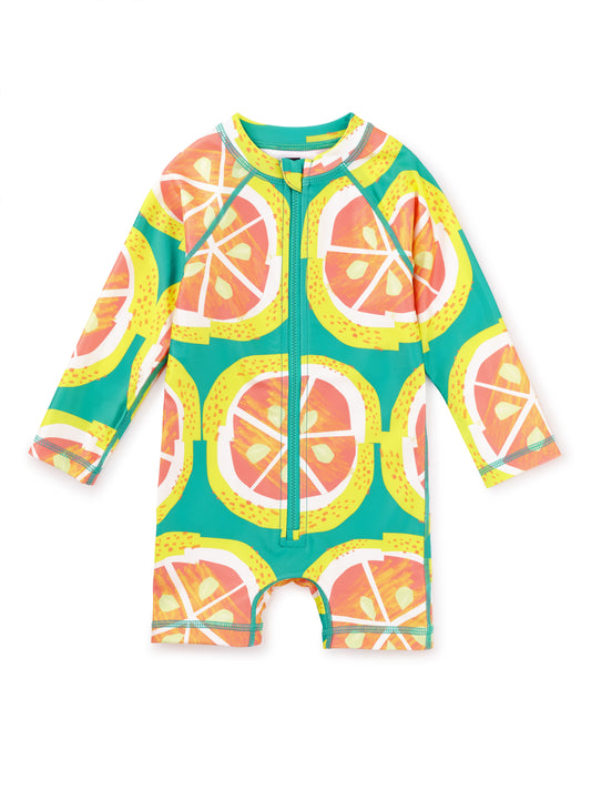 Rash Guard Baby Swimsuit - Orange Wax Print