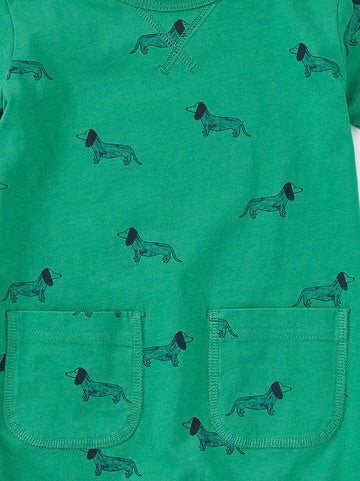 Double Pocket Baby Romper -Dachshund