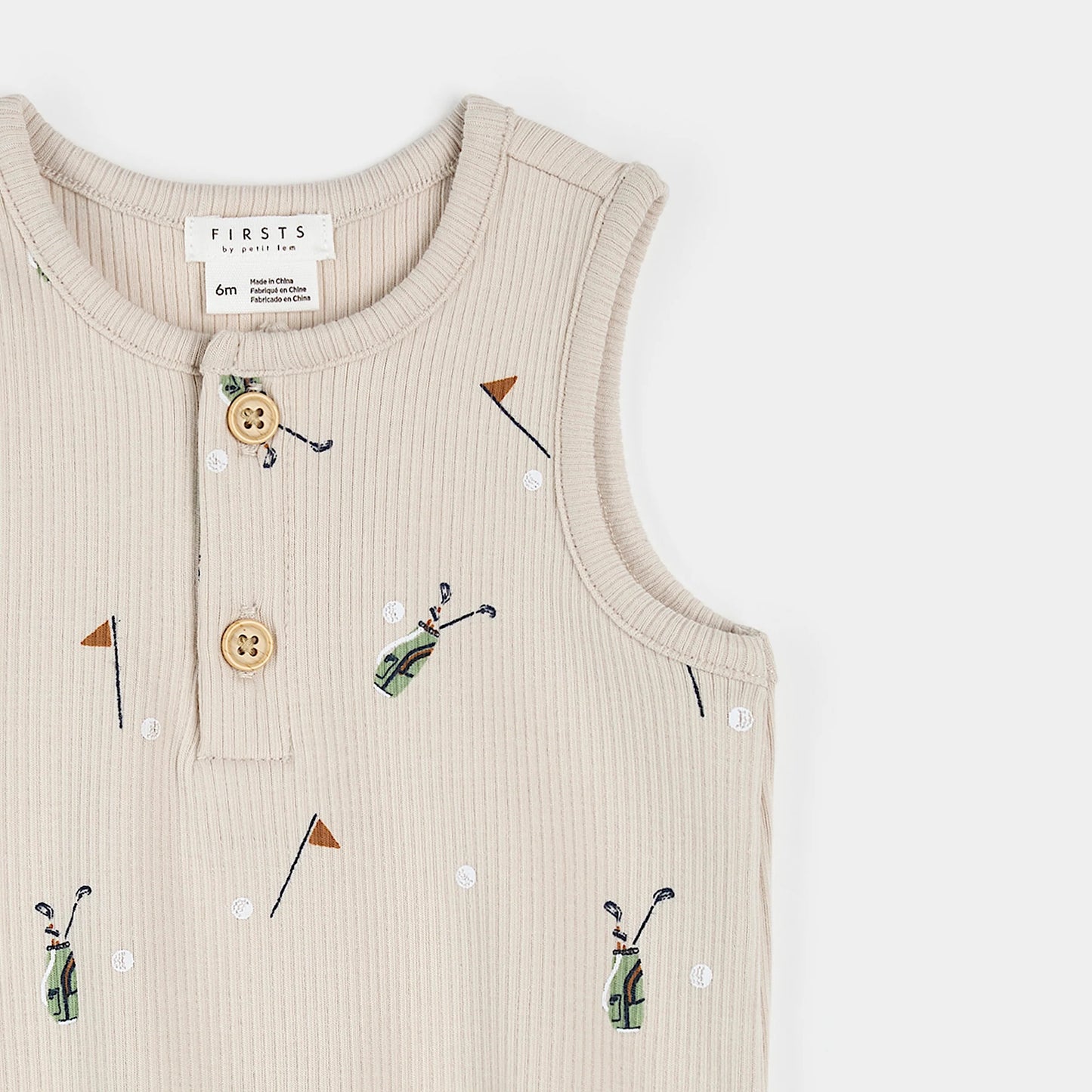Golf Caddy Print On Sand Ribbed Bubble Romper