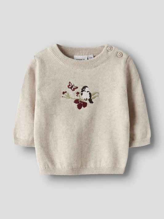 Organic Cotton Knitted Pullover  - Peyote Melange