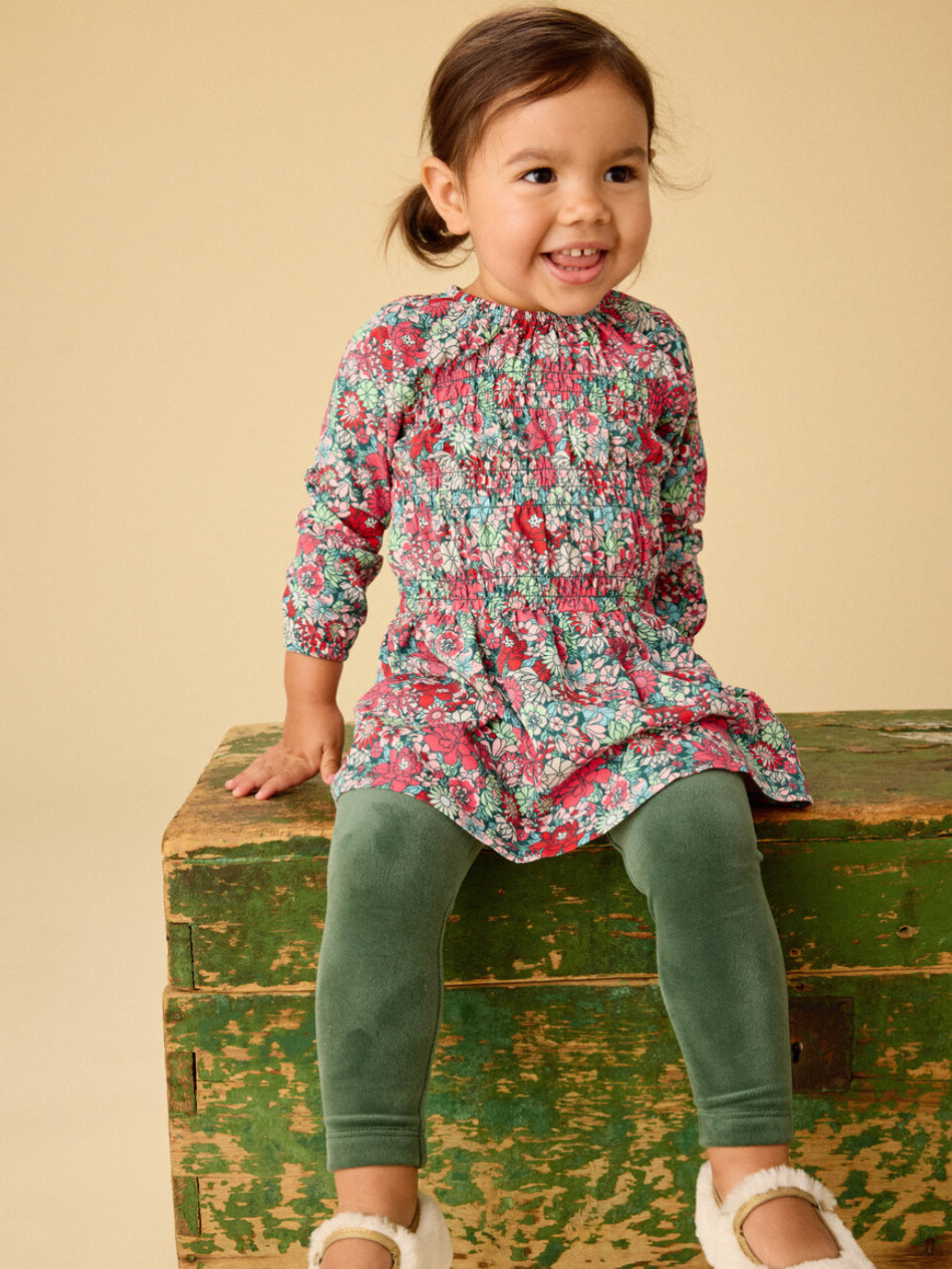 Smocked Blouson Dress -  Suzhou Garden Floral