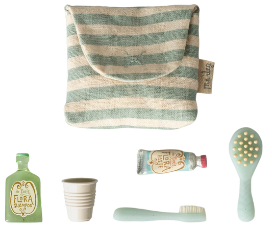 Toothbrush set in bag, Mouse - Blue stripe