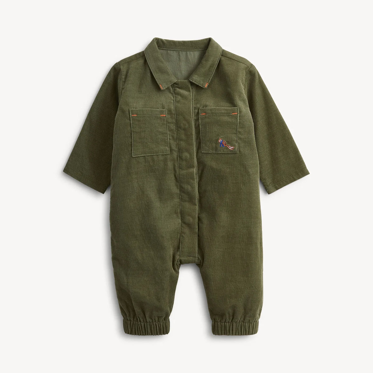 Corduroy Magnetic Romper - Olive