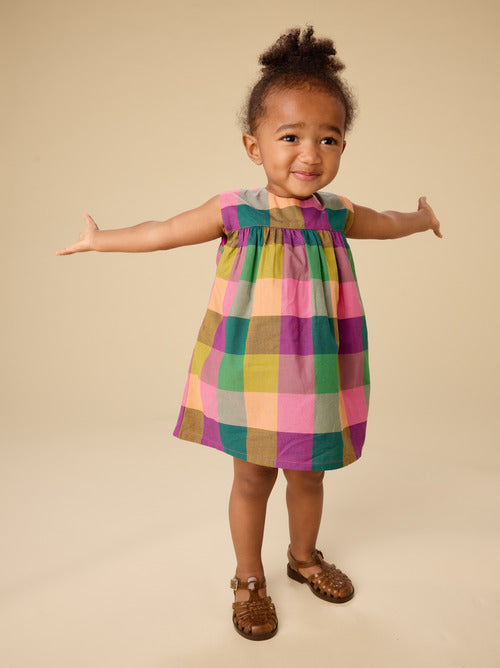 Printed Empire Baby Dress Set - Barcelona Plaid