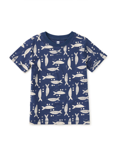 Printed Pocket Tee - Blockprint Sardines