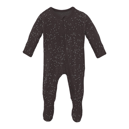 Footie with Zipper - Midnight Foil Constellations