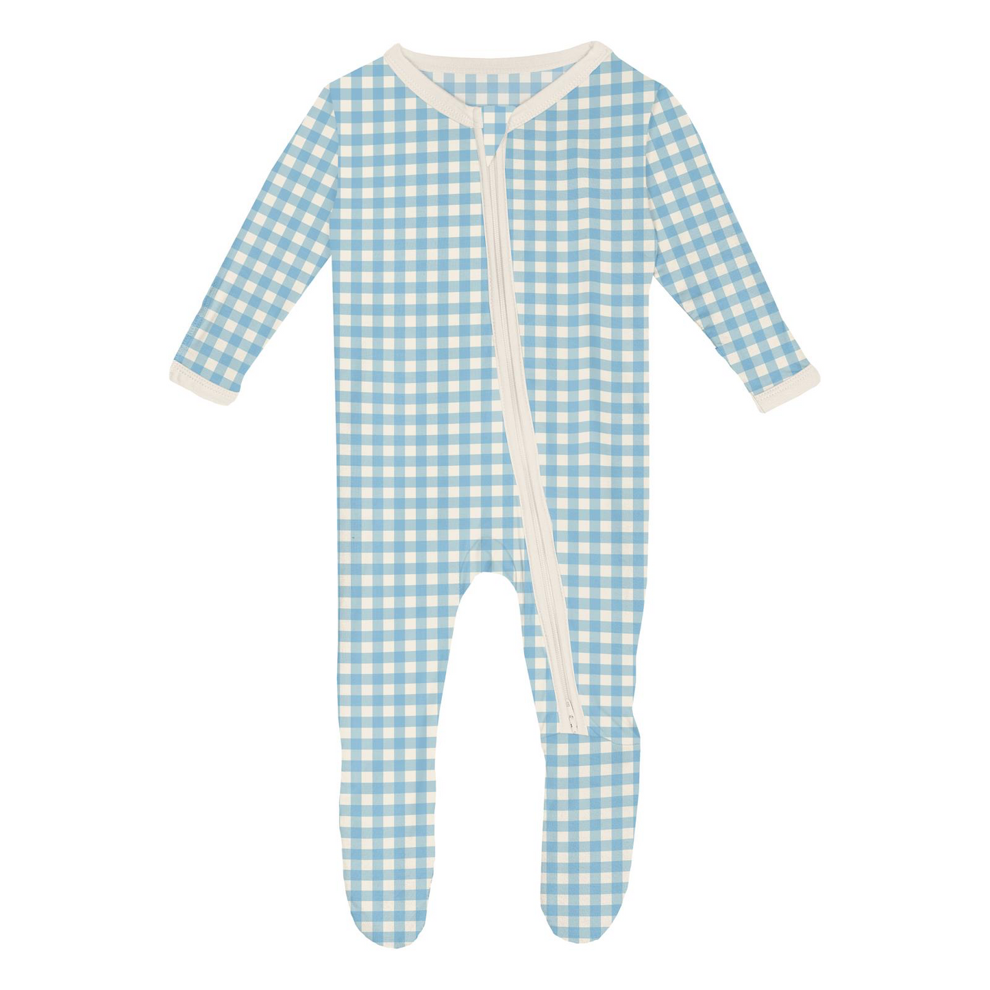 Footie with Zipper - Seaside Blue Gingham