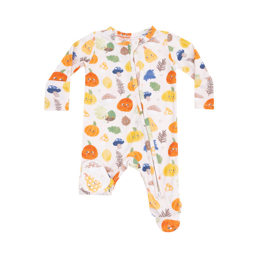 2 Way Zipper Footie - Autumn Pumpkins