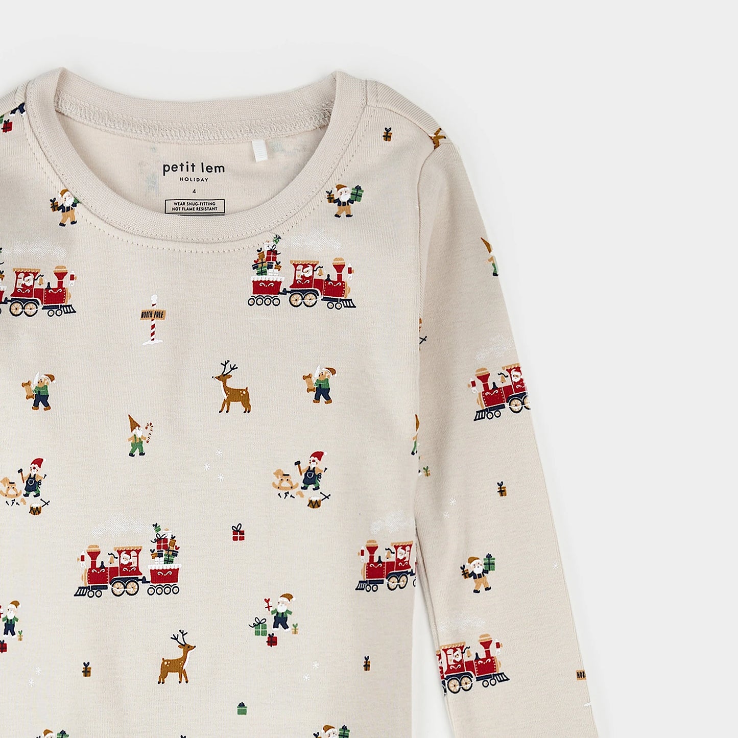 Santa's Workshop Print on Crème - PJ Set