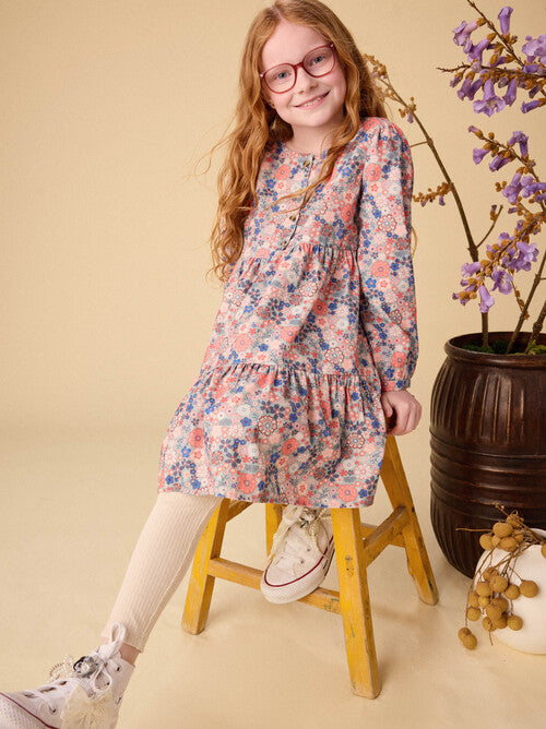 Corduroy Henley  Toddler Shirtdress - Japanese Mini Floral
