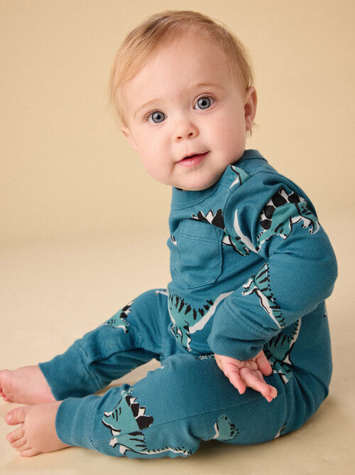 Long Sleeve Pocket Baby Romper -Dynamic Dinos