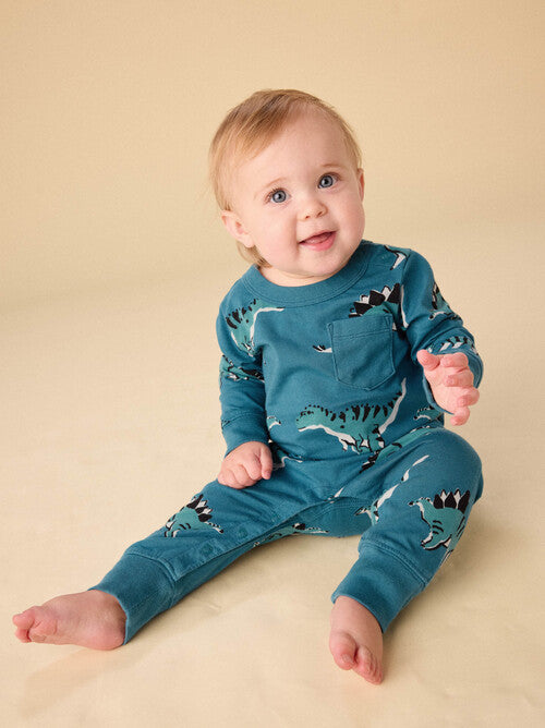 Long Sleeve Pocket Baby Romper -Dynamic Dinos