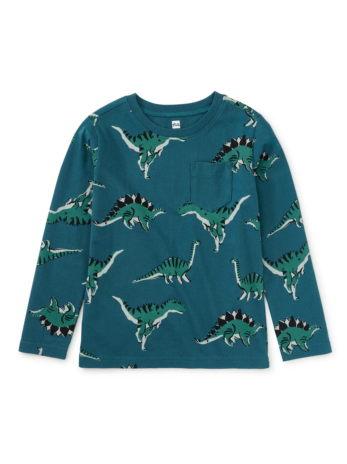 Long Sleeve Printed Pocket Tee - Dynamic Dinos