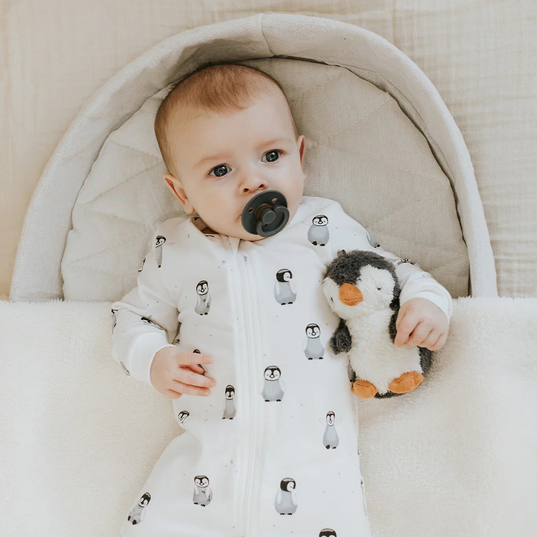Baby Penguin Print on- Off White Sleeper