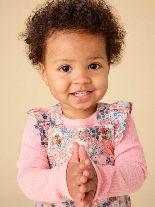 Corduroy Ruffle Baby Overalls - Japanese Mini Floral