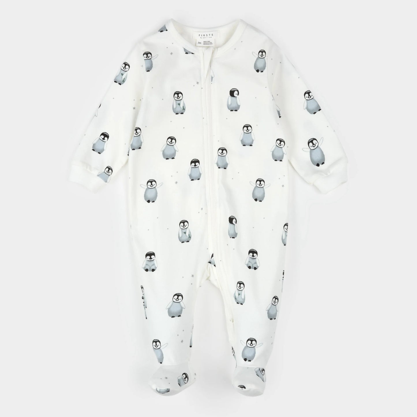Baby Penguin Print on- Off White Sleeper