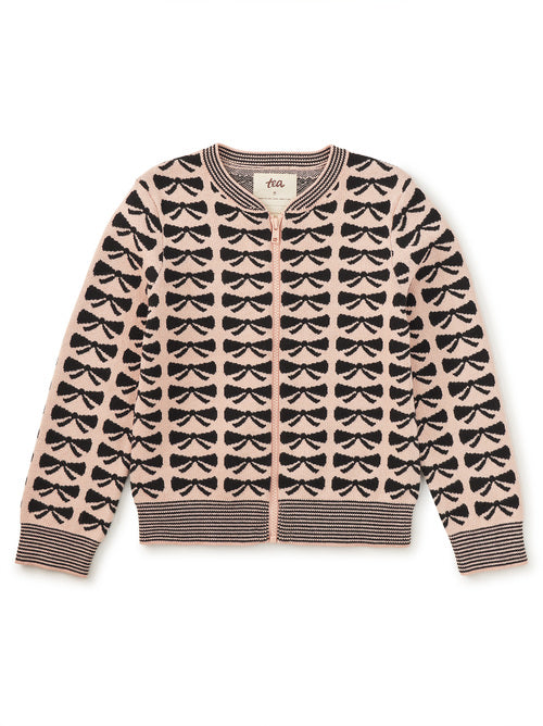 Zip Up Bow  Toddler Cardigan