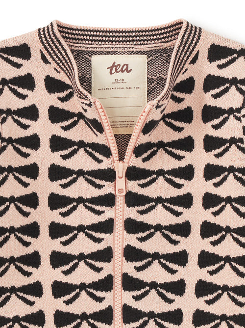 Zip Up Bow  Toddler Cardigan