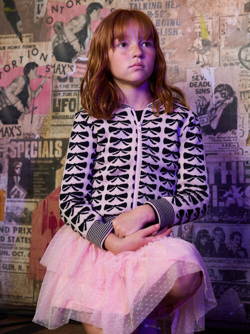 Zip Up Bow  Toddler Cardigan