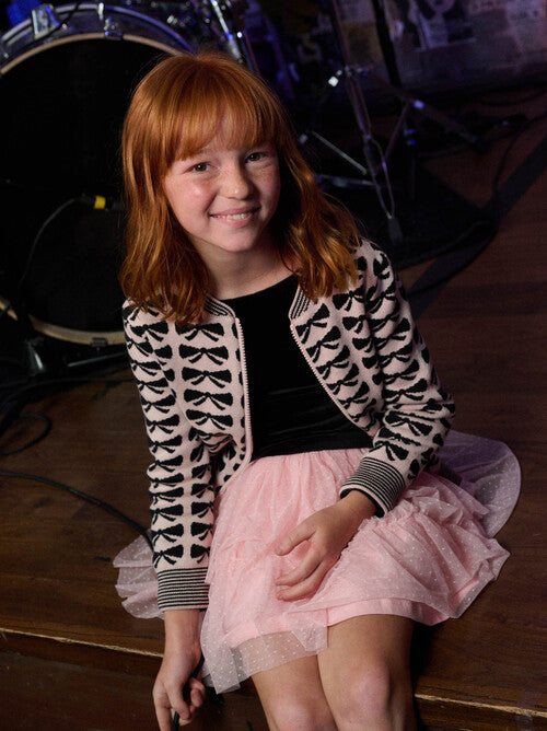 Zip Up Bow  Toddler Cardigan